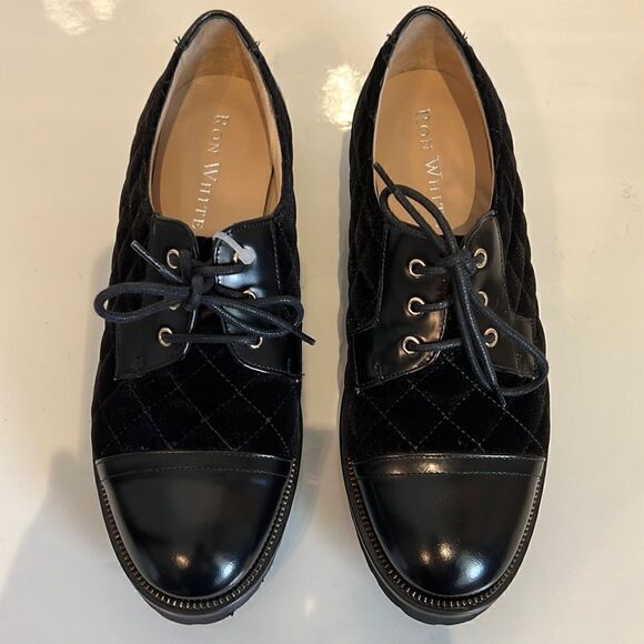 Ron White Quint Calf Quilted Velvet Lace Up Oxford Size 36 Nwot Made In Italy - Picture 4 of 16
